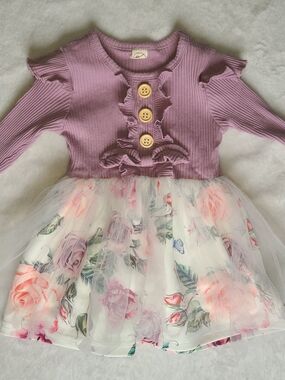 Lilac Floral Girls Dress